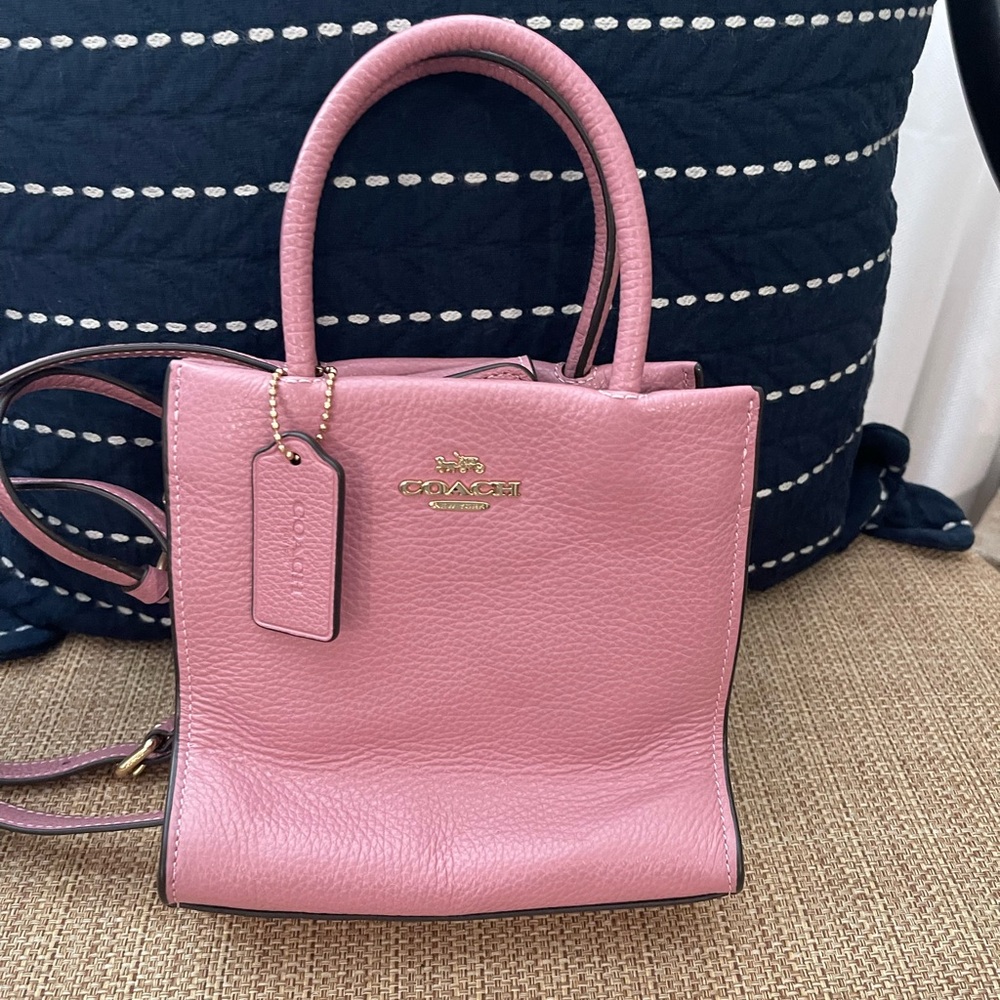 Coach Pink Crossbody with Pebbled Leather and Gold Logo
